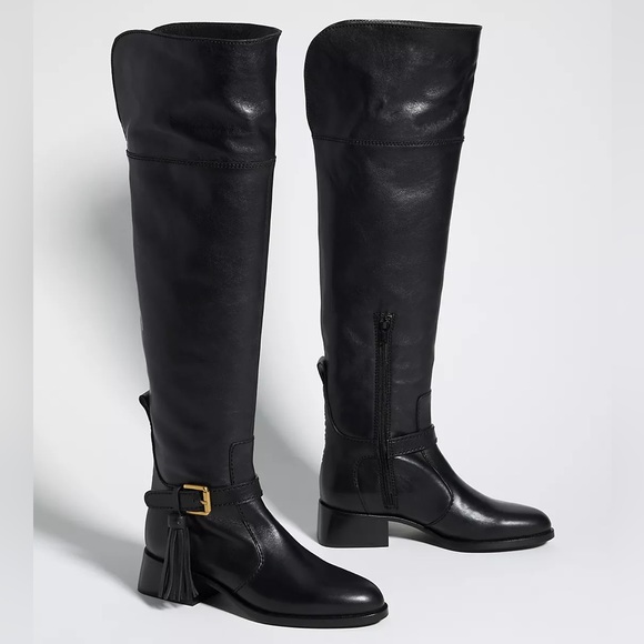 New See By Chloe x Anthropologie Lory Over-Knee Tassel Buckle Leather Equestrian - Picture 3 of 14